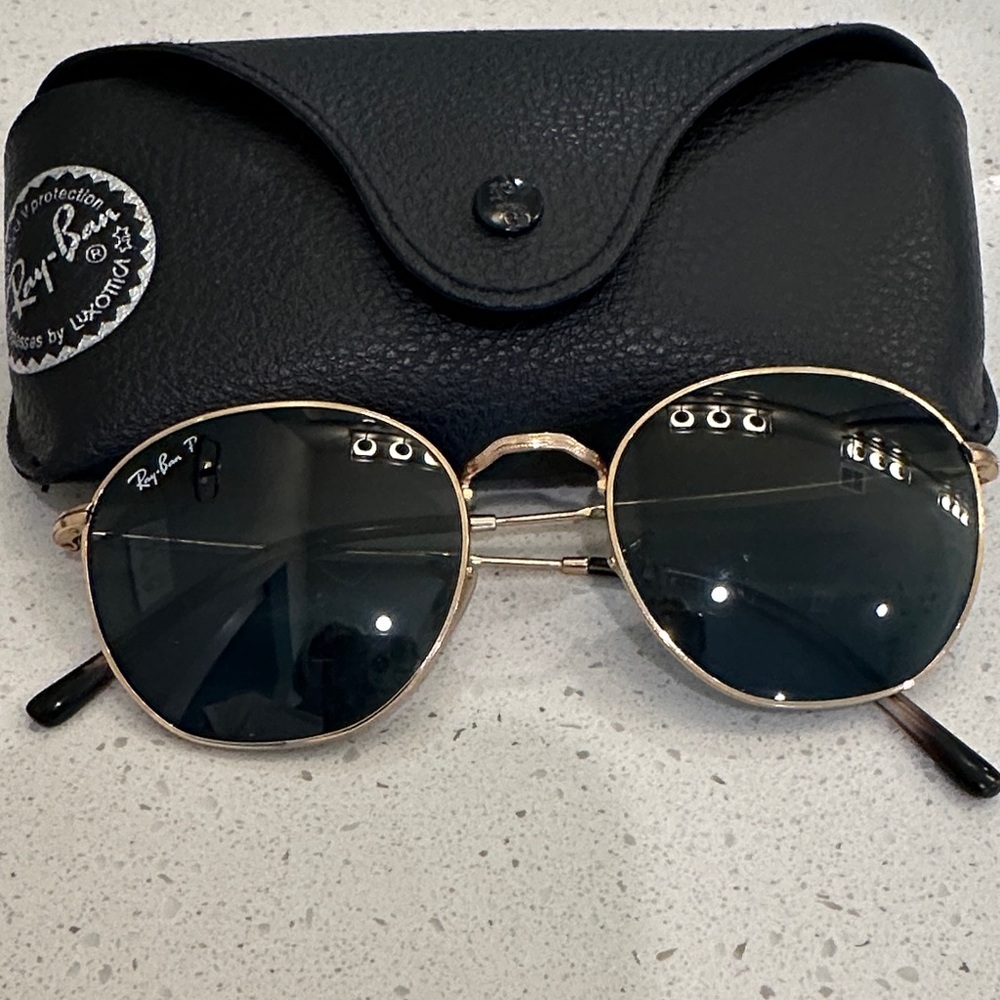 Ray-Ban Black Lens Gold Frame Sunglasses